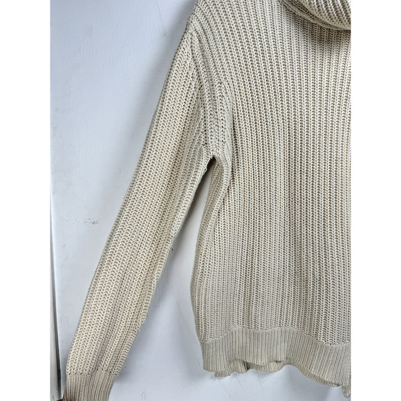 Zara Women's Beige Cozy Knit Stretch Oversized Cowl Neck Preppy Normcore Sweater - Picture 6 of 8